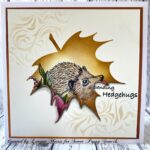 Sweet Poppy stamp and stencil depicting a hedgehog stamp and aperture leaf stencil