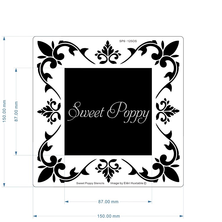 Sweet Poppy Stencil Ornate Sq