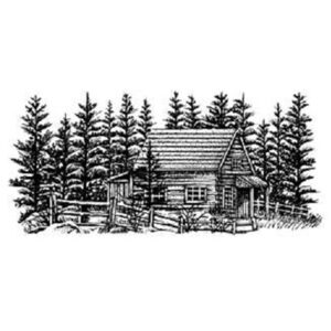 Sweet Poppy: Stampscapes - Cabin with Fence - Polymer