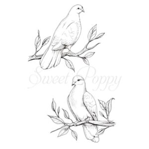 Doves stamp set, beautifully posed on individual branches.