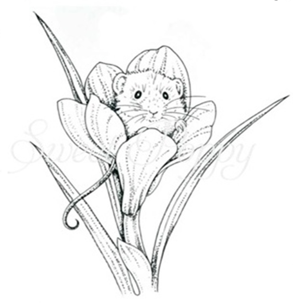 Mouse in Flower Stamp