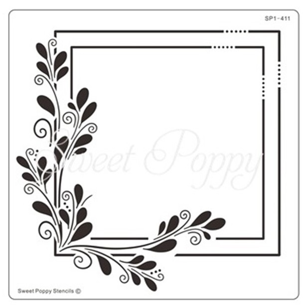 Teardrop Flourish Square Stencil